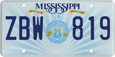 MS license plate ZBW819