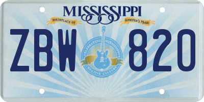 MS license plate ZBW820