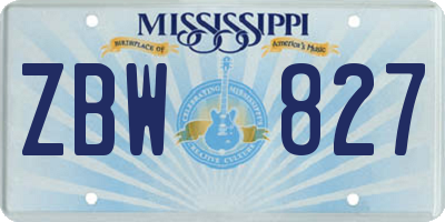 MS license plate ZBW827