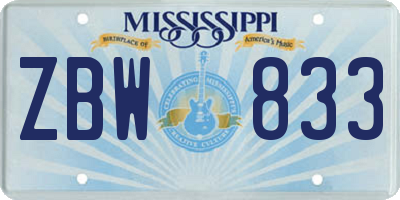 MS license plate ZBW833