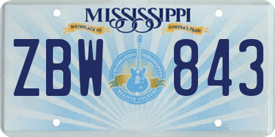 MS license plate ZBW843