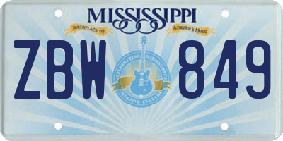MS license plate ZBW849