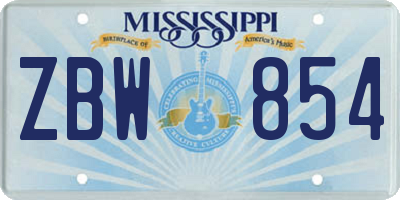 MS license plate ZBW854