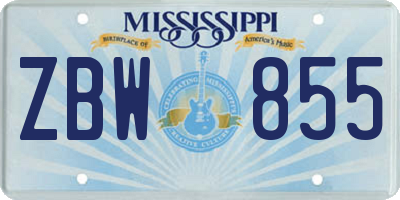 MS license plate ZBW855