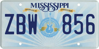 MS license plate ZBW856
