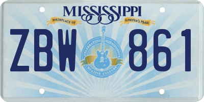 MS license plate ZBW861