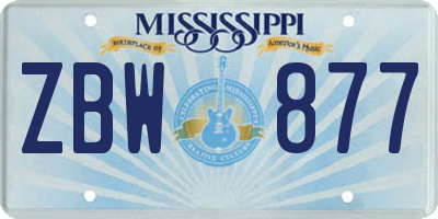 MS license plate ZBW877