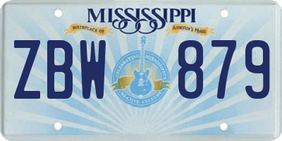 MS license plate ZBW879