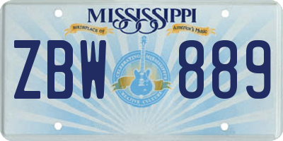 MS license plate ZBW889