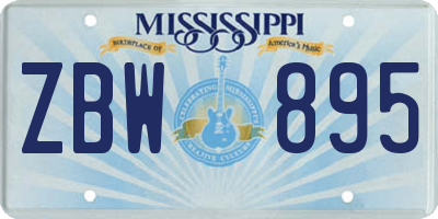 MS license plate ZBW895