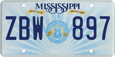 MS license plate ZBW897