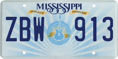 MS license plate ZBW913
