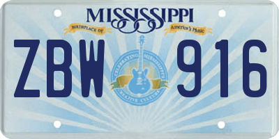 MS license plate ZBW916