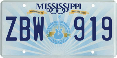 MS license plate ZBW919