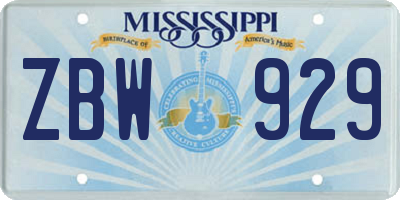 MS license plate ZBW929