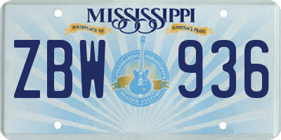 MS license plate ZBW936