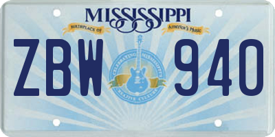 MS license plate ZBW940
