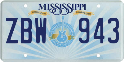 MS license plate ZBW943