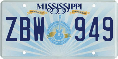 MS license plate ZBW949