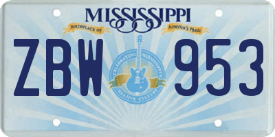 MS license plate ZBW953