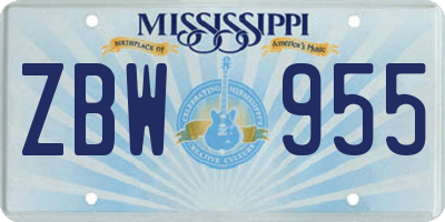 MS license plate ZBW955