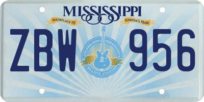 MS license plate ZBW956