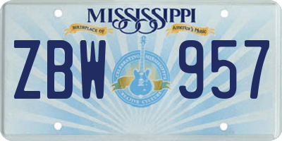 MS license plate ZBW957