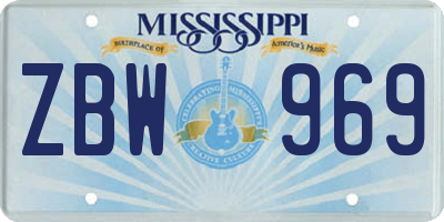 MS license plate ZBW969