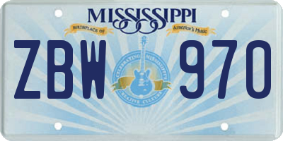 MS license plate ZBW970