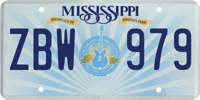 MS license plate ZBW979