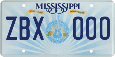 MS license plate ZBX000