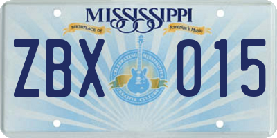 MS license plate ZBX015