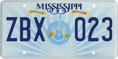 MS license plate ZBX023