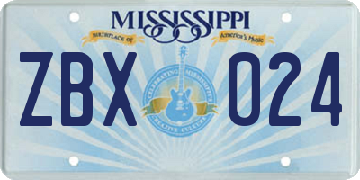 MS license plate ZBX024