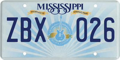 MS license plate ZBX026