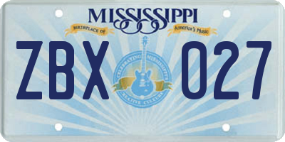 MS license plate ZBX027