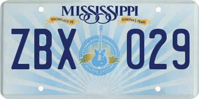 MS license plate ZBX029