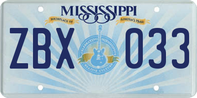 MS license plate ZBX033