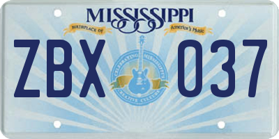 MS license plate ZBX037