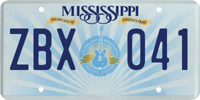 MS license plate ZBX041