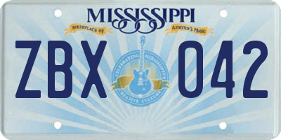 MS license plate ZBX042