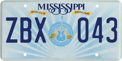 MS license plate ZBX043