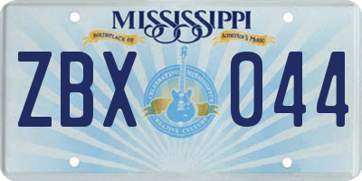 MS license plate ZBX044