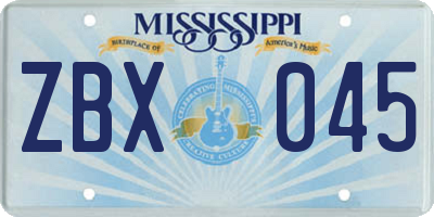 MS license plate ZBX045