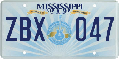 MS license plate ZBX047