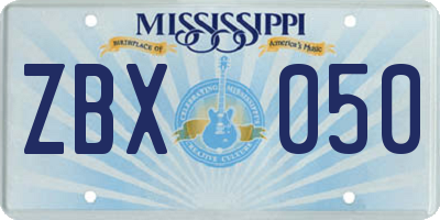 MS license plate ZBX050
