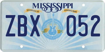 MS license plate ZBX052