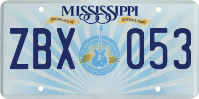MS license plate ZBX053