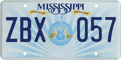 MS license plate ZBX057