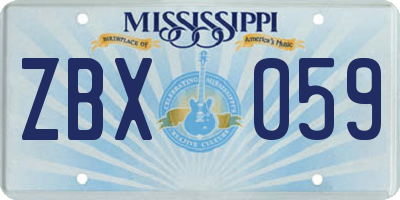 MS license plate ZBX059